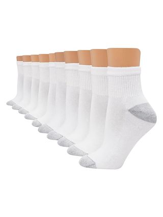 Hanes Women's Soft Terry Socks, 10-Pack, Available in 10-Pack and 14-Pack Fashion-Liner Socks, White - 10-Pack, 8-12 US