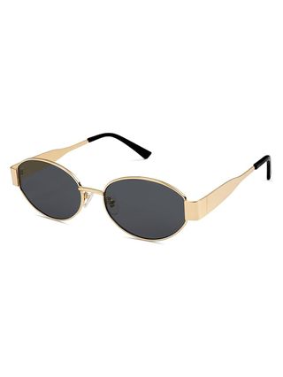 Sojos Retro Oval Sunglasses for Women and Men Trendy Sun Glasses Classic Shades Uv400 Protection Sj1217 Gold/Grey Lens