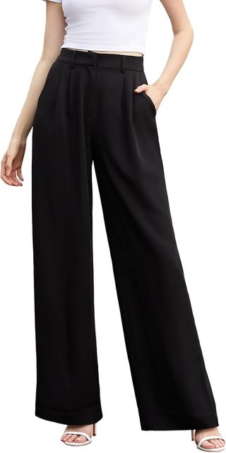 Sassy Zoey Women's Wide Leg Pants | High Waisted Pants with Pockets | Comfortable Work Pants for Women | Casual Pants for Women | Women's Pants & Waistbands Black Summer