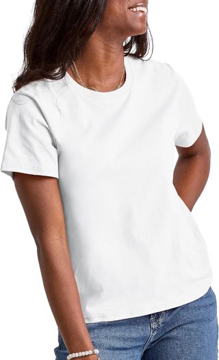 Hanes Essentials Women's Classic Fit Cotton Crewneck T-Shirt, White