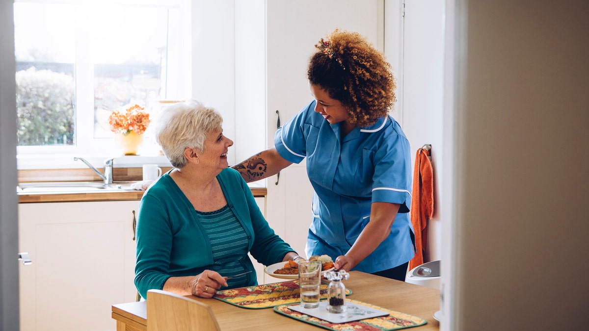 Elderly woman eating healthy