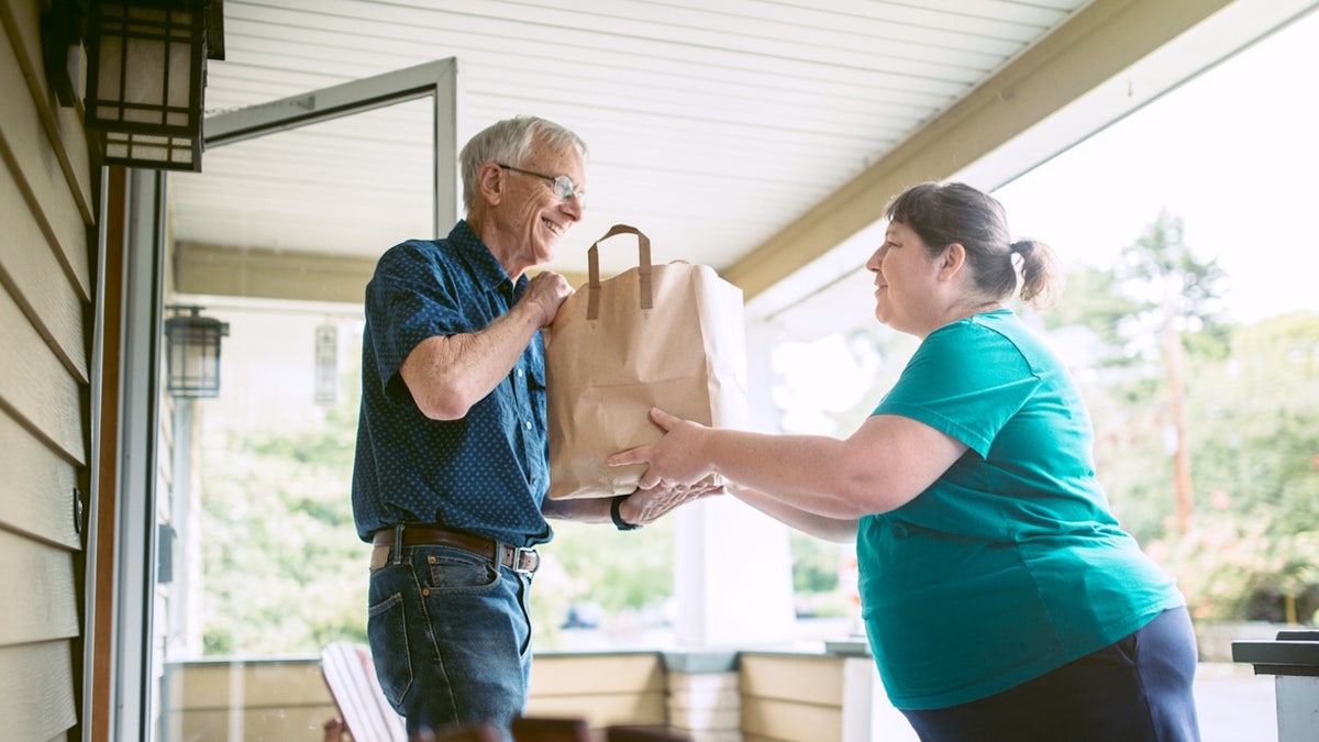 Delivery to an elderly man