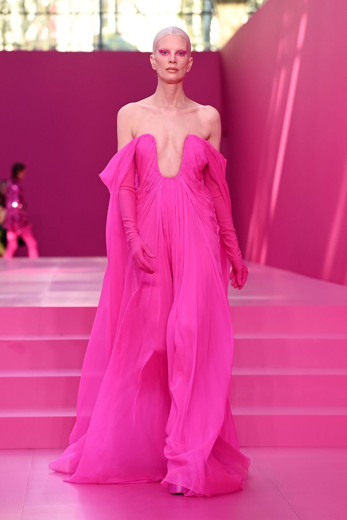 PARIS, FRANCE - MARCH 06: (EDITORIAL USE ONLY - For non-editorial use, please seek approval from the fashion house) Kristen McMenamy walks the runway during the Valentino Womenswear Fall/Winter 2022-2023 show as part of Paris Fashion Week on March 06, 2022 in Paris, France. (Photo by Pascal Le Segretain/Getty Images)