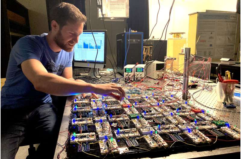 A first physical system for learning nonlinear tasks without a traditional computer processor