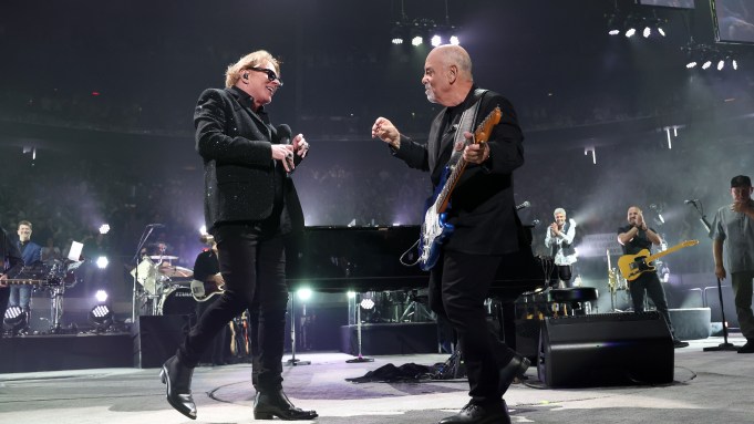 NEW YORK, NEW YORK - JULY 25: Axl Rose and Billy Joel perform onstage during the final show of his residency at Madison Square Garden on July 25, 2024 in New York City. (Photo by Kevin Mazur/Getty Images)