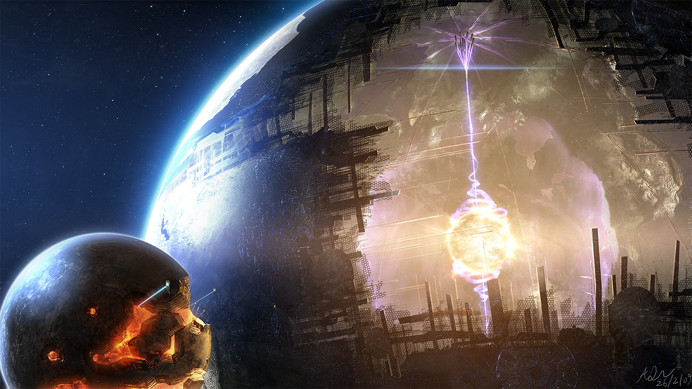 The popular, but almost certainly incorrect, view of the Dyson sphere is that it gradually builds up until the star is surrounded by a complete sphere.