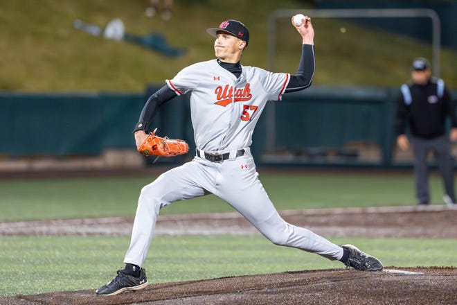 Utah Utes left-handed pitcher Micah Ashman at UCCU Ballpark in Orem, UT on Tuesday, April 2, 2024.