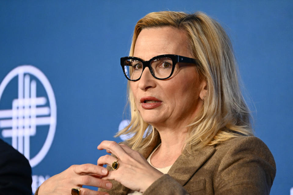 Jelena McWilliams, former chairwoman of the Federal Deposit Insurance Corporation (FDIC), speaks at the Milken Institute Global Conference in Beverly Hills, California, May 2, 2023. (Photo by Patrick T. Fallon / AFP) (Photo by PATRICK T. FALLON /AFP via Getty Images)