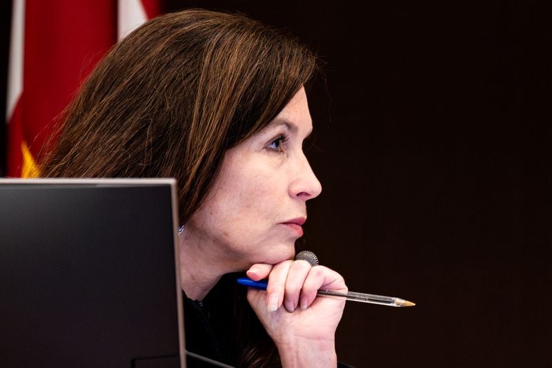 Fulton County Superior Court Judge Paige Reese Whitaker listens to defense attorneys during her first hearing as judge in the ongoing “Young Slime Life” gang trial at the Fulton County Courthouse in Atlanta, Friday, July 19, 2024. (Seeger Gray/AJC)