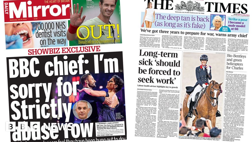 Headlines: BBC apologises for Strictly and plans to get people back to work - BBC News