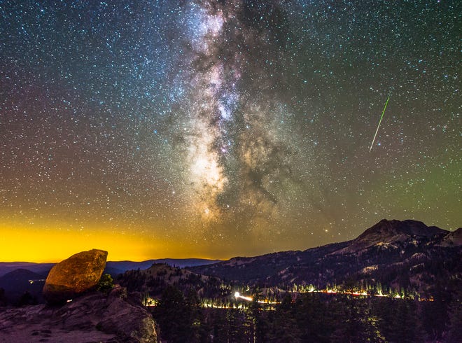 Cory Poole, a college prep school science teacher, took this photo of the 2019 Perseid meteor shower from the Bumpass Hell parking lot at Lassen Volcanic National Park.