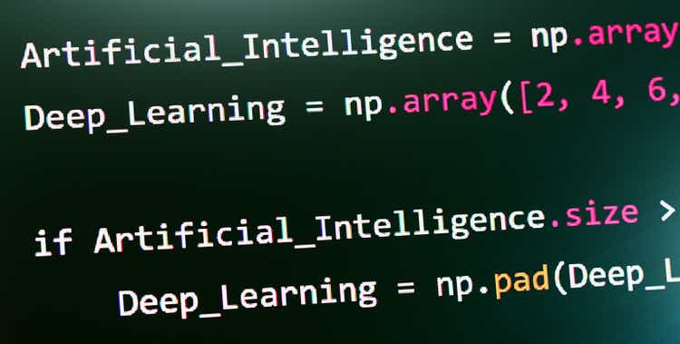 Close-up of artificial intelligence programming code displayed on a computer screen