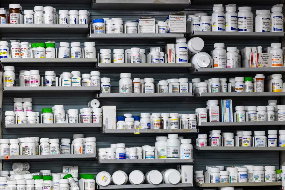 One of the major issues in the presidential campaign between the two parties is the rising cost of prescription drugs, an issue that is of particular interest to older voters. Democrats are touting Medicare's new authority to negotiate drug prices. In this photo, the shelves of a New York pharmacy are stocked with prescription drugs.