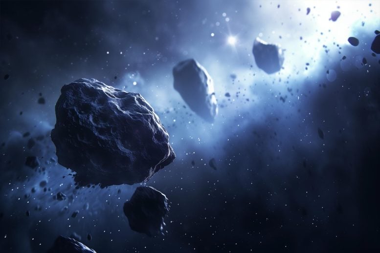 Dark asteroids illustration concept art