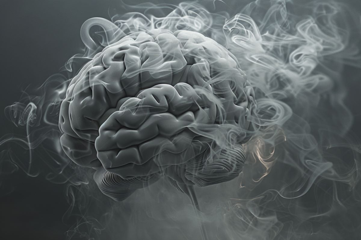 This shows a brain surrounded by smoke.