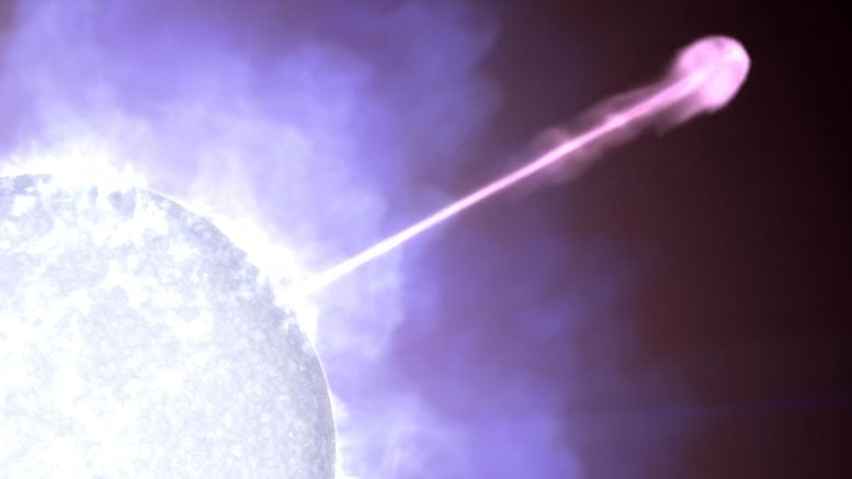 Projected particles cause massive star to emerge